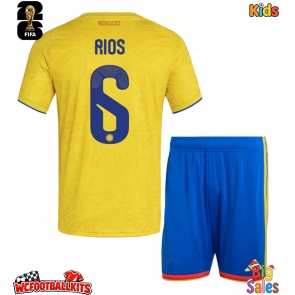 Colombia Richard Rios #6 Replica Home Stadium Kit for Kids World Cup 2026 Short Sleeve (+ pants)